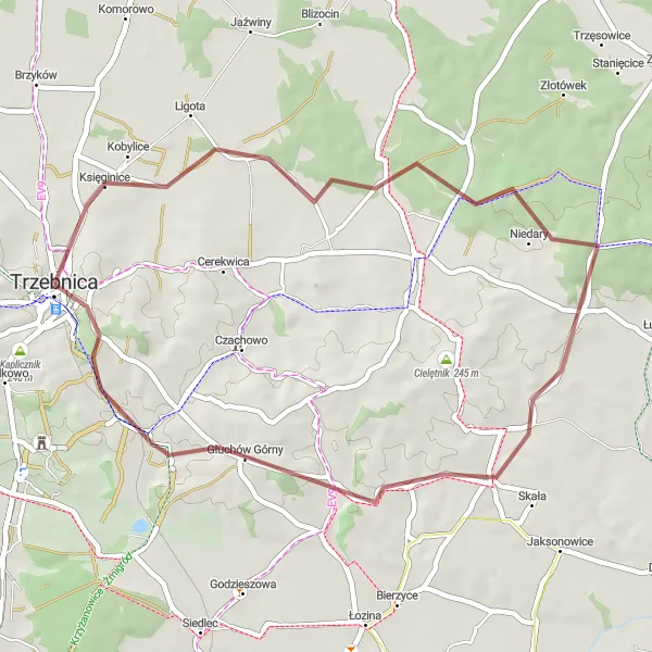 Map miniature of "The Gravel Adventure" cycling inspiration in Dolnośląskie, Poland. Generated by Tarmacs.app cycling route planner