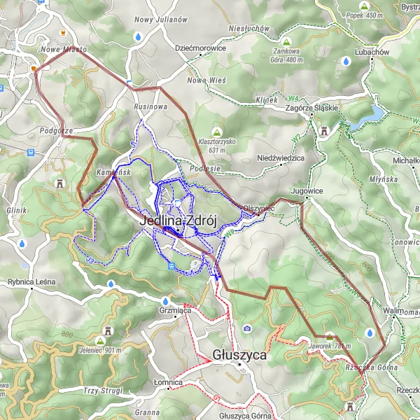 Map miniature of "The Beautiful Gravel Loop" cycling inspiration in Dolnośląskie, Poland. Generated by Tarmacs.app cycling route planner