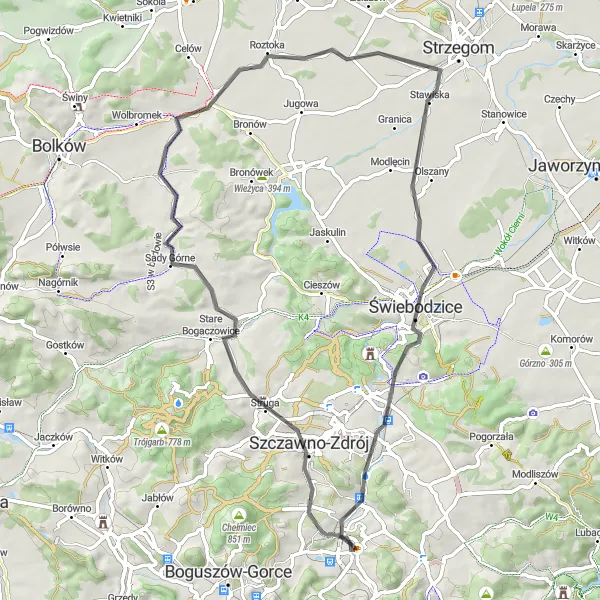 Miniatura mapy "Trasa rowerowa Leniwiec i Lisia Sztolnia" - trasy rowerowej w Dolnośląskie, Poland. Wygenerowane przez planer tras rowerowych Tarmacs.app