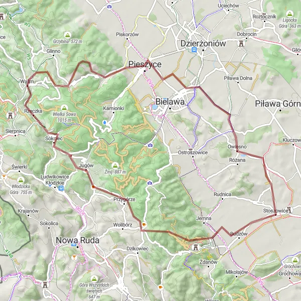 Miniatura mapy "Szlak Kokot - Siedlików" - trasy rowerowej w Dolnośląskie, Poland. Wygenerowane przez planer tras rowerowych Tarmacs.app