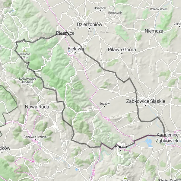 Map miniature of "Round Trip Cycling route from Walim to Wawel" cycling inspiration in Dolnośląskie, Poland. Generated by Tarmacs.app cycling route planner