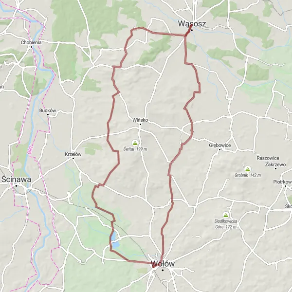 Miniatura mapy "Trasa gravelowa przez Kopistę i Guślarza" - trasy rowerowej w Dolnośląskie, Poland. Wygenerowane przez planer tras rowerowych Tarmacs.app