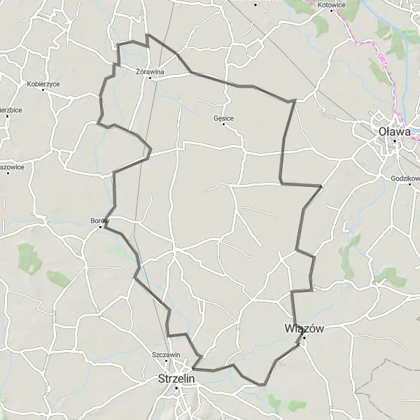 Map miniature of "Wrocławska Discoveries" cycling inspiration in Dolnośląskie, Poland. Generated by Tarmacs.app cycling route planner