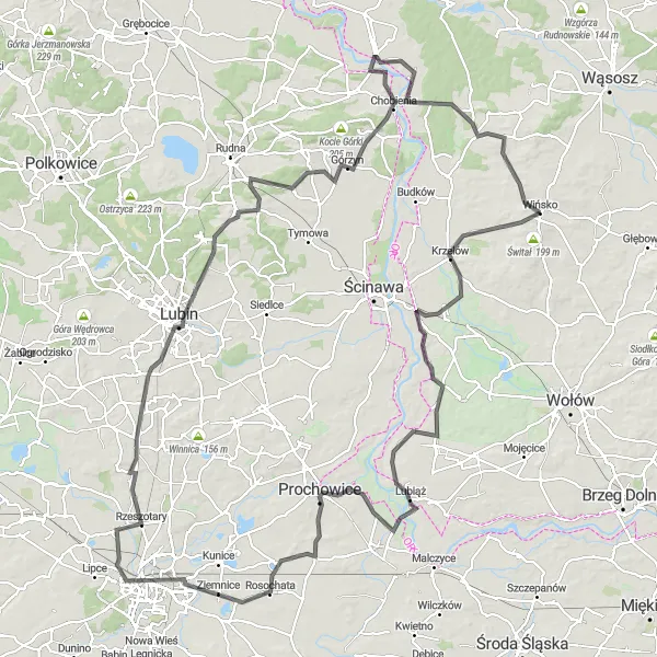Miniatura mapy "Wielka wyprawa szosowa po Dolnośląsku" - trasy rowerowej w Dolnośląskie, Poland. Wygenerowane przez planer tras rowerowych Tarmacs.app