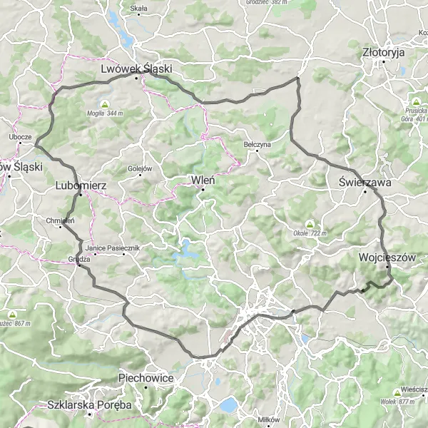 Map miniature of "Ultimate Road Cycling Journey in Dolnośląskie" cycling inspiration in Dolnośląskie, Poland. Generated by Tarmacs.app cycling route planner