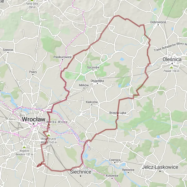 Miniatura mapy "Trasa Gravelowa przez Dolnośląskie wzgórza" - trasy rowerowej w Dolnośląskie, Poland. Wygenerowane przez planer tras rowerowych Tarmacs.app
