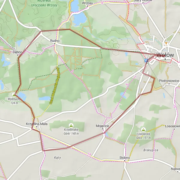 Miniatura mapy "Trasa Dziewin-Rudno-Pogórki" - trasy rowerowej w Dolnośląskie, Poland. Wygenerowane przez planer tras rowerowych Tarmacs.app