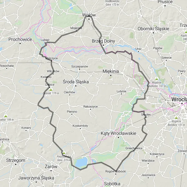 Miniatura mapy "Przejażdżka przez dolnośląskie górki" - trasy rowerowej w Dolnośląskie, Poland. Wygenerowane przez planer tras rowerowych Tarmacs.app