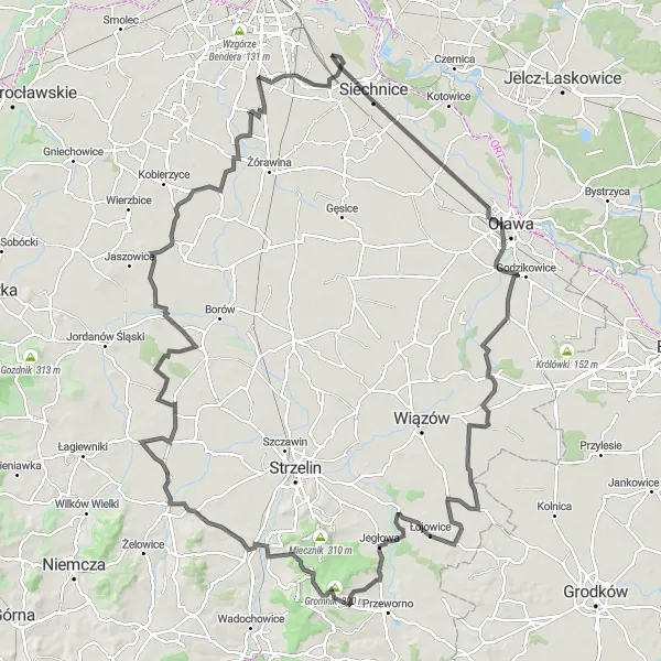 Miniatura mapy "Wyprawa do Tynca nad Ślęzą" - trasy rowerowej w Dolnośląskie, Poland. Wygenerowane przez planer tras rowerowych Tarmacs.app