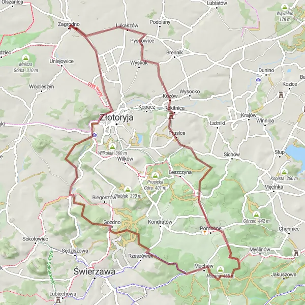 Miniatura mapy "Trasa rowerowa Stawisko - Twarda" - trasy rowerowej w Dolnośląskie, Poland. Wygenerowane przez planer tras rowerowych Tarmacs.app