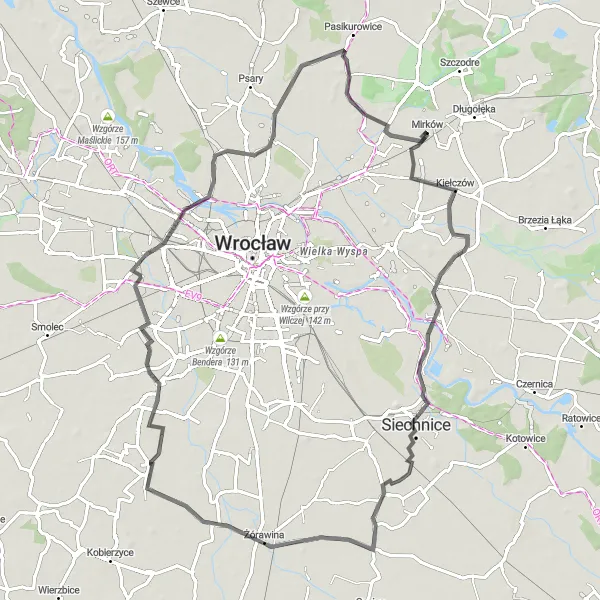 Miniatura mapy "Trasa Szosowa przez Kiełczów i Ramiszów" - trasy rowerowej w Dolnośląskie, Poland. Wygenerowane przez planer tras rowerowych Tarmacs.app