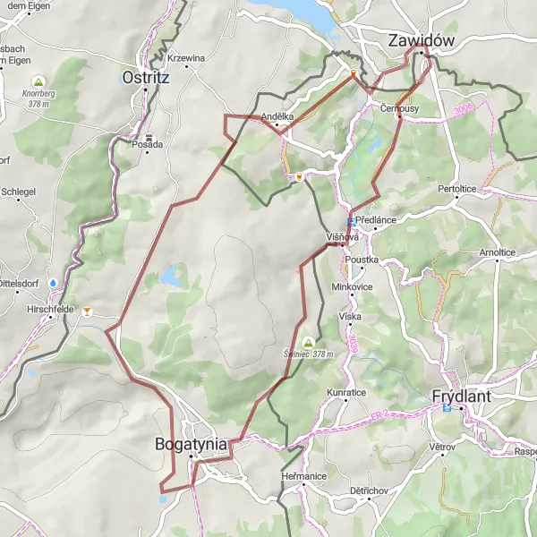 Miniatura mapy "Trasa Gravelowa do Księżej Góry" - trasy rowerowej w Dolnośląskie, Poland. Wygenerowane przez planer tras rowerowych Tarmacs.app