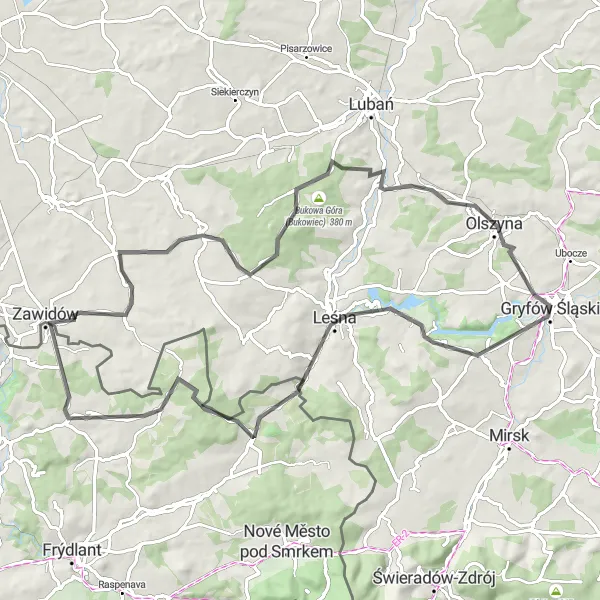 Miniatura mapy "Trasa Szosowa do Jałowca" - trasy rowerowej w Dolnośląskie, Poland. Wygenerowane przez planer tras rowerowych Tarmacs.app