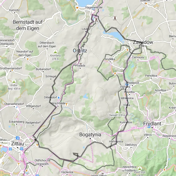 Map miniature of "Scenic road cycling in Dolnośląskie" cycling inspiration in Dolnośląskie, Poland. Generated by Tarmacs.app cycling route planner