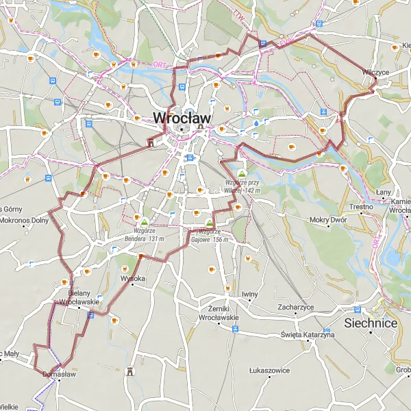 Miniatura mapy "Trasa Wzgórze przy Wilczej" - trasy rowerowej w Dolnośląskie, Poland. Wygenerowane przez planer tras rowerowych Tarmacs.app