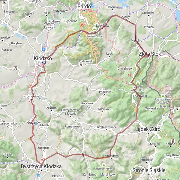 Map miniature of "The Gravel Climb Adventure" cycling inspiration in Dolnośląskie, Poland. Generated by Tarmacs.app cycling route planner