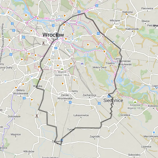Miniatura mapy "Trasa Wysoka-Wieża Matematyczna" - trasy rowerowej w Dolnośląskie, Poland. Wygenerowane przez planer tras rowerowych Tarmacs.app