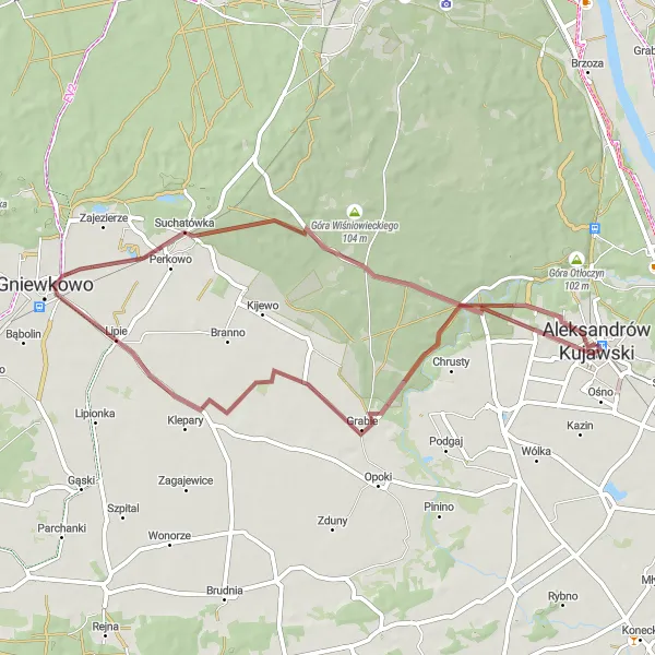 Miniatura mapy "Śladami Dziejów" - trasy rowerowej w Kujawsko-pomorskie, Poland. Wygenerowane przez planer tras rowerowych Tarmacs.app
