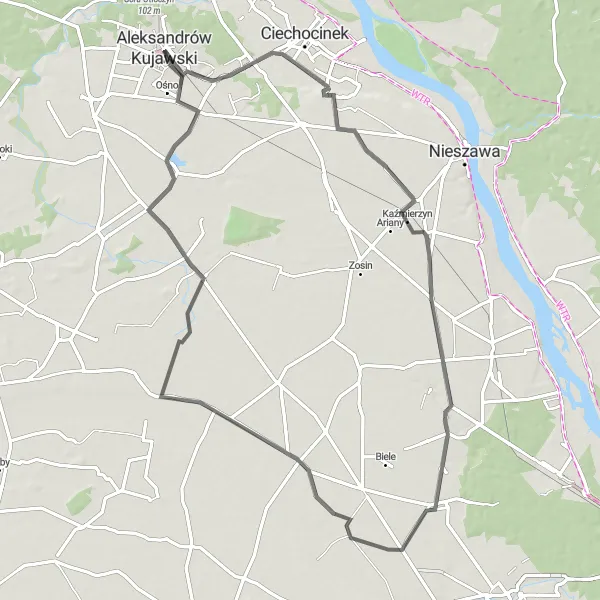 Miniatura mapy "Spacerem Po Krajobrazach" - trasy rowerowej w Kujawsko-pomorskie, Poland. Wygenerowane przez planer tras rowerowych Tarmacs.app