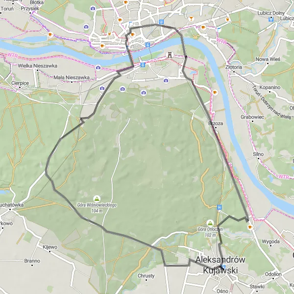 Miniatura mapy "Zamek w Otłoczynie i okolice" - trasy rowerowej w Kujawsko-pomorskie, Poland. Wygenerowane przez planer tras rowerowych Tarmacs.app