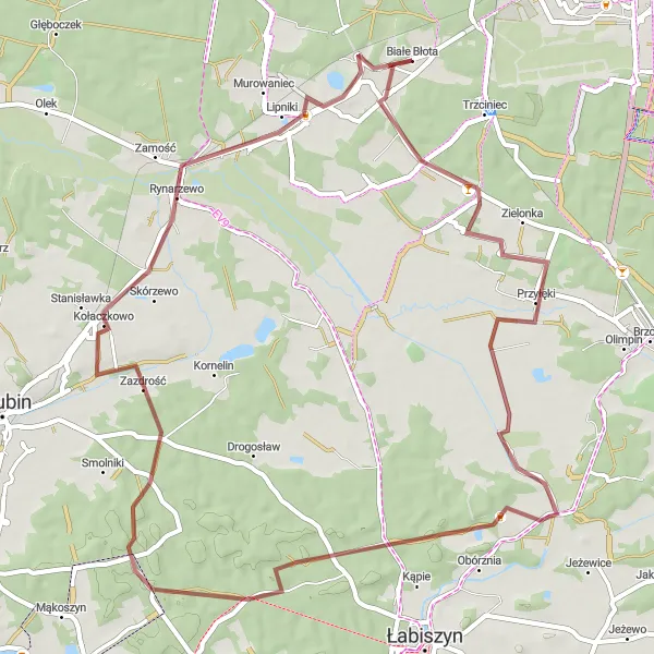 Map miniature of "Exploring Nature and Historic Sites" cycling inspiration in Kujawsko-pomorskie, Poland. Generated by Tarmacs.app cycling route planner