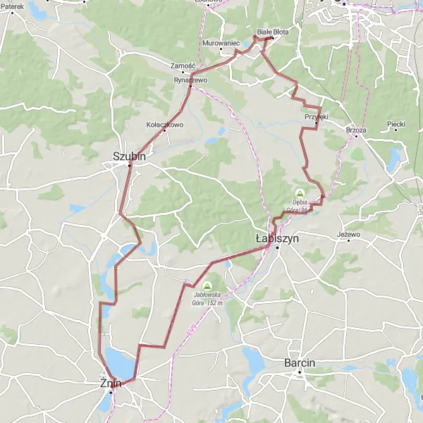 Map miniature of "The Gravel Escape" cycling inspiration in Kujawsko-pomorskie, Poland. Generated by Tarmacs.app cycling route planner