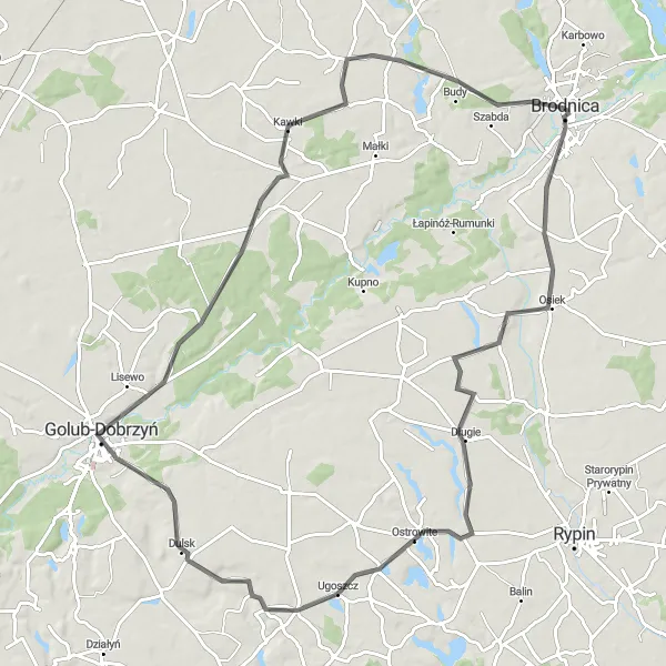 Miniatura mapy "Trasa przez Wrzeszewo i Zamek Golubski" - trasy rowerowej w Kujawsko-pomorskie, Poland. Wygenerowane przez planer tras rowerowych Tarmacs.app