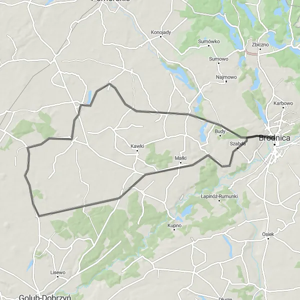 Miniatura mapy "Przejażdżka przez Niewierz i Lipnicę" - trasy rowerowej w Kujawsko-pomorskie, Poland. Wygenerowane przez planer tras rowerowych Tarmacs.app