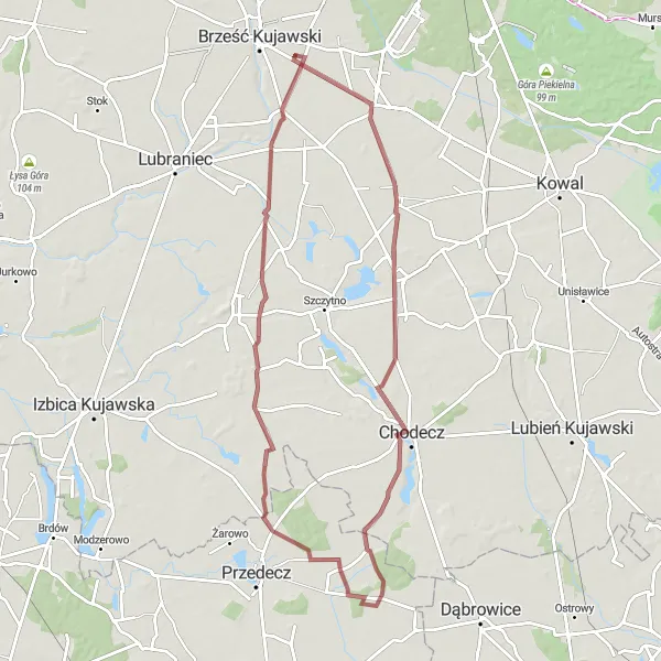 Miniatura mapy "Guźlin to Kłobia Trail" - trasy rowerowej w Kujawsko-pomorskie, Poland. Wygenerowane przez planer tras rowerowych Tarmacs.app