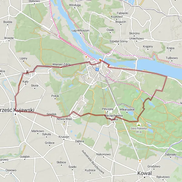 Miniatura mapy "Wieniec i Włocławek Adventure" - trasy rowerowej w Kujawsko-pomorskie, Poland. Wygenerowane przez planer tras rowerowych Tarmacs.app