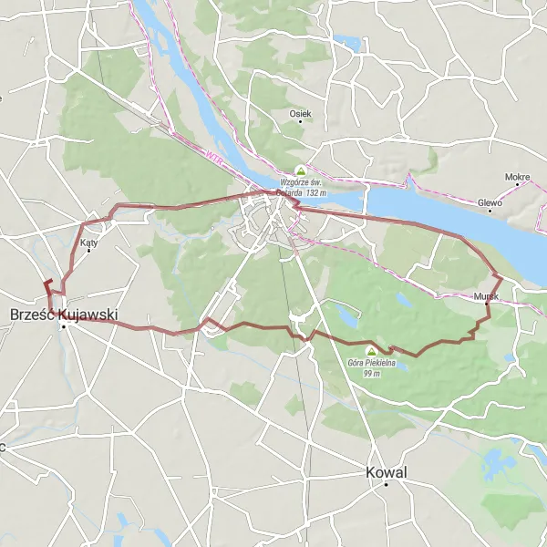 Miniatura mapy "Trasa przez Wieniec i Górę Piekielną" - trasy rowerowej w Kujawsko-pomorskie, Poland. Wygenerowane przez planer tras rowerowych Tarmacs.app