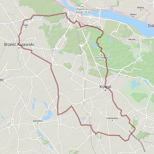 Miniatura mapy "Trasa gravelowa przez Wieniec i Górę Piekielną" - trasy rowerowej w Kujawsko-pomorskie, Poland. Wygenerowane przez planer tras rowerowych Tarmacs.app