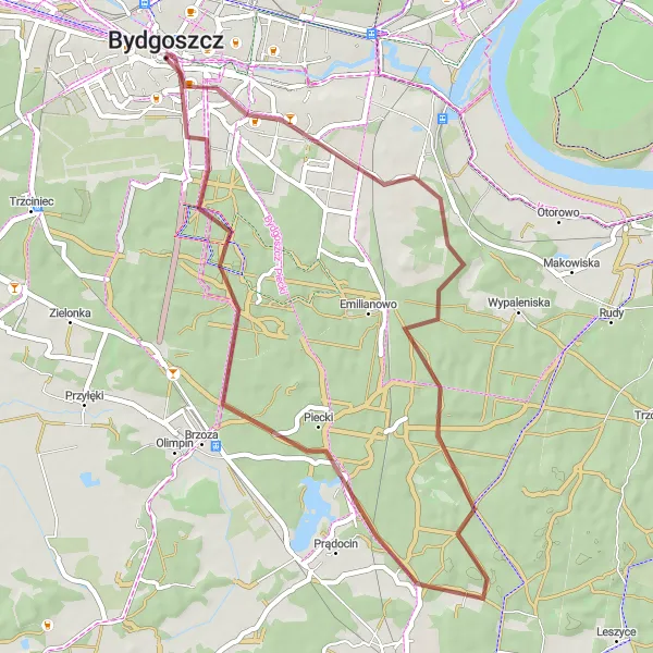 Miniatura mapy "Trasa Gravelowa Wzgórze Wolności" - trasy rowerowej w Kujawsko-pomorskie, Poland. Wygenerowane przez planer tras rowerowych Tarmacs.app