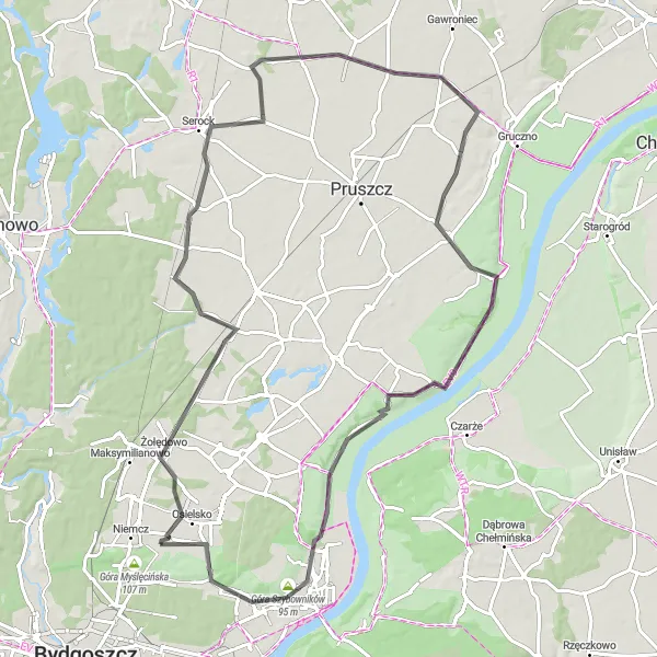 Miniatura mapy "Trasa Szosowa Osielsko - Czarnówczyn" - trasy rowerowej w Kujawsko-pomorskie, Poland. Wygenerowane przez planer tras rowerowych Tarmacs.app