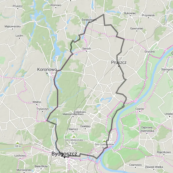 Miniatura mapy "Trasa Zachodnia przez Taras na Dworcu" - trasy rowerowej w Kujawsko-pomorskie, Poland. Wygenerowane przez planer tras rowerowych Tarmacs.app