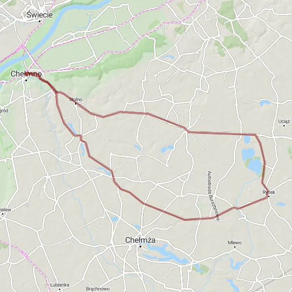 Miniatura mapy "Trasa przez malownicze okolice Chełmna" - trasy rowerowej w Kujawsko-pomorskie, Poland. Wygenerowane przez planer tras rowerowych Tarmacs.app