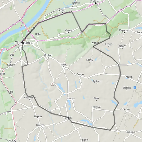 Miniatura mapy "Trasa rowerowa widokowa przez Wabcz" - trasy rowerowej w Kujawsko-pomorskie, Poland. Wygenerowane przez planer tras rowerowych Tarmacs.app