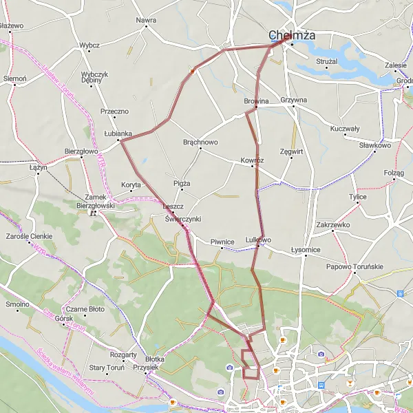Miniatura mapy "Śladami historii" - trasy rowerowej w Kujawsko-pomorskie, Poland. Wygenerowane przez planer tras rowerowych Tarmacs.app