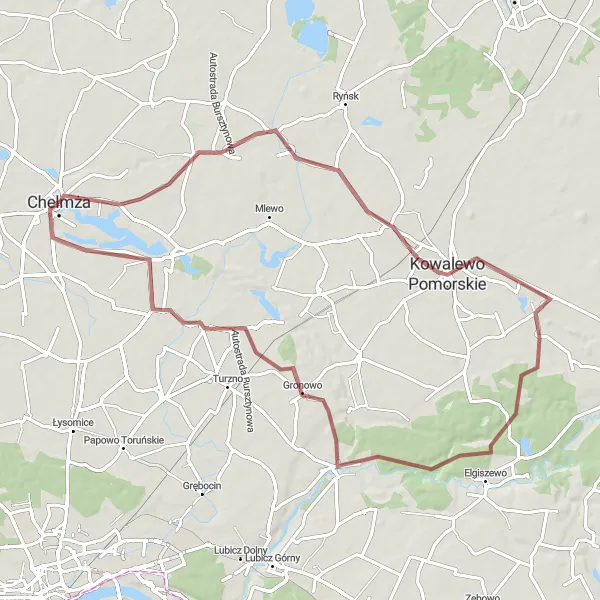 Miniatura mapy "Trasa gravelowa do Kowalewa Pomorskiego" - trasy rowerowej w Kujawsko-pomorskie, Poland. Wygenerowane przez planer tras rowerowych Tarmacs.app