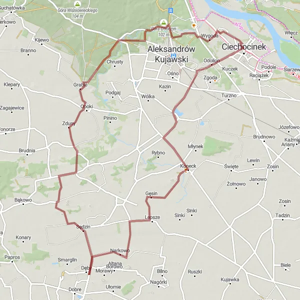 Miniatura mapy "Poznaj uroki Plebanki" - trasy rowerowej w Kujawsko-pomorskie, Poland. Wygenerowane przez planer tras rowerowych Tarmacs.app