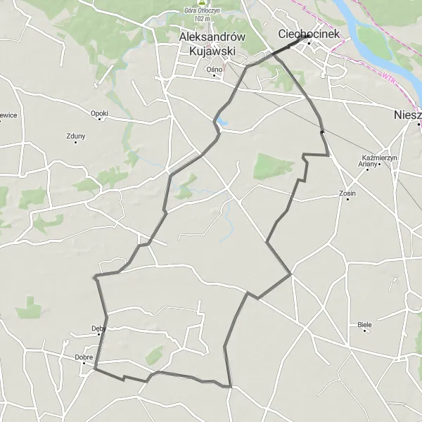Miniatura mapy "Trasa szosowa przez Ciechoćnik, Sędzin, Plebankę i Tężnię I" - trasy rowerowej w Kujawsko-pomorskie, Poland. Wygenerowane przez planer tras rowerowych Tarmacs.app
