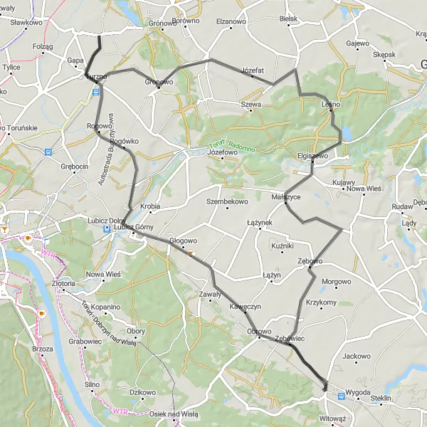 Miniatura mapy "Trasa do Kawężyna" - trasy rowerowej w Kujawsko-pomorskie, Poland. Wygenerowane przez planer tras rowerowych Tarmacs.app