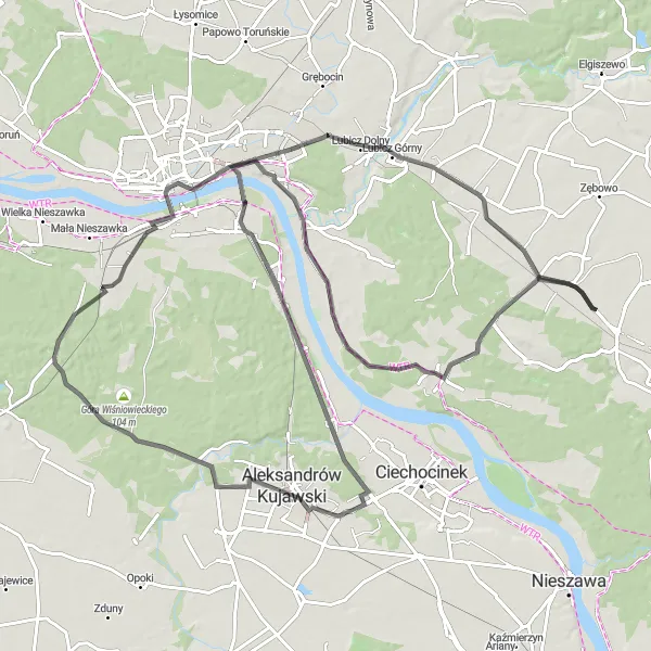 Map miniature of "Historic Tour Along the Vistula River" cycling inspiration in Kujawsko-pomorskie, Poland. Generated by Tarmacs.app cycling route planner