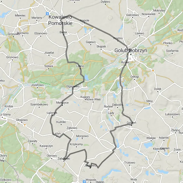 Miniatura mapy "Trasa Leśno - Mazowsze" - trasy rowerowej w Kujawsko-pomorskie, Poland. Wygenerowane przez planer tras rowerowych Tarmacs.app