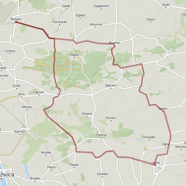 Miniatura mapy "Przez leśne ścieżki" - trasy rowerowej w Kujawsko-pomorskie, Poland. Wygenerowane przez planer tras rowerowych Tarmacs.app