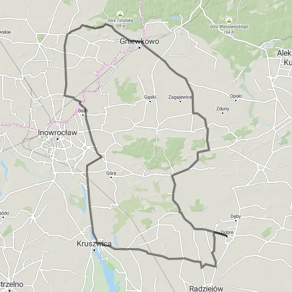 Miniatura mapy "Trasa przez malownicze wsie Kujawskie" - trasy rowerowej w Kujawsko-pomorskie, Poland. Wygenerowane przez planer tras rowerowych Tarmacs.app