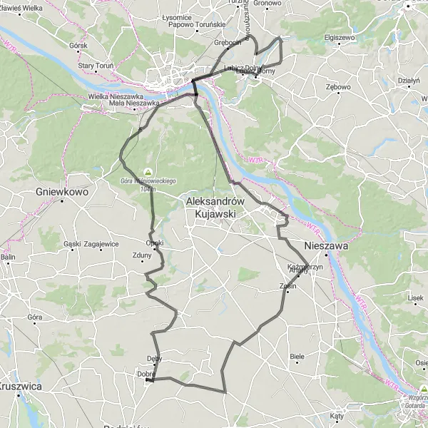 Miniatura mapy "Przez górzyste tereny i zabytkowe miejscowości" - trasy rowerowej w Kujawsko-pomorskie, Poland. Wygenerowane przez planer tras rowerowych Tarmacs.app