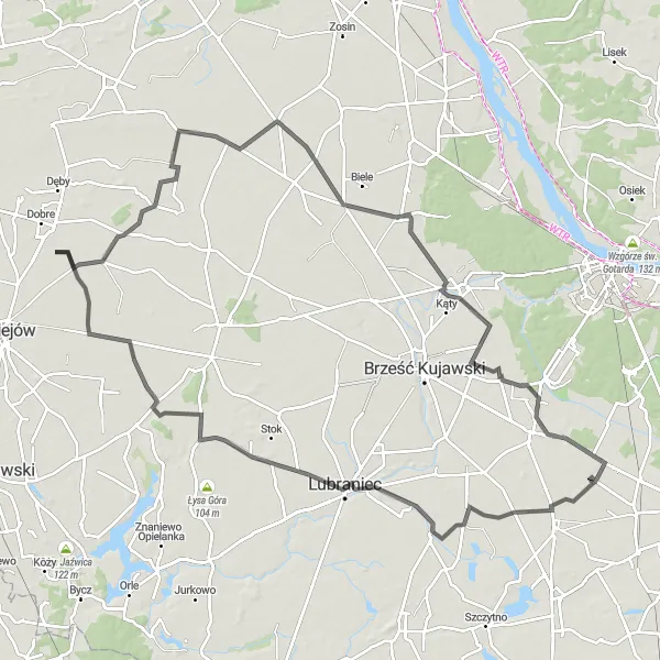 Miniatura mapy "Trasa przez Pikutkowo, Agnieszkowo i Płowce" - trasy rowerowej w Kujawsko-pomorskie, Poland. Wygenerowane przez planer tras rowerowych Tarmacs.app
