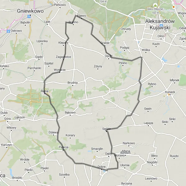 Miniatura mapy "Trasa przez Kujawy" - trasy rowerowej w Kujawsko-pomorskie, Poland. Wygenerowane przez planer tras rowerowych Tarmacs.app