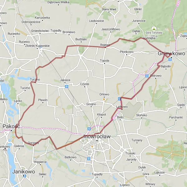 Miniatura mapy "Trasa gravelowa przez Latkowo, Rybitwy i Rojewo" - trasy rowerowej w Kujawsko-pomorskie, Poland. Wygenerowane przez planer tras rowerowych Tarmacs.app